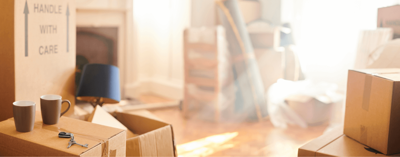 moving boxes inside of a home