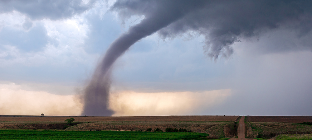 Image of a tornado in field