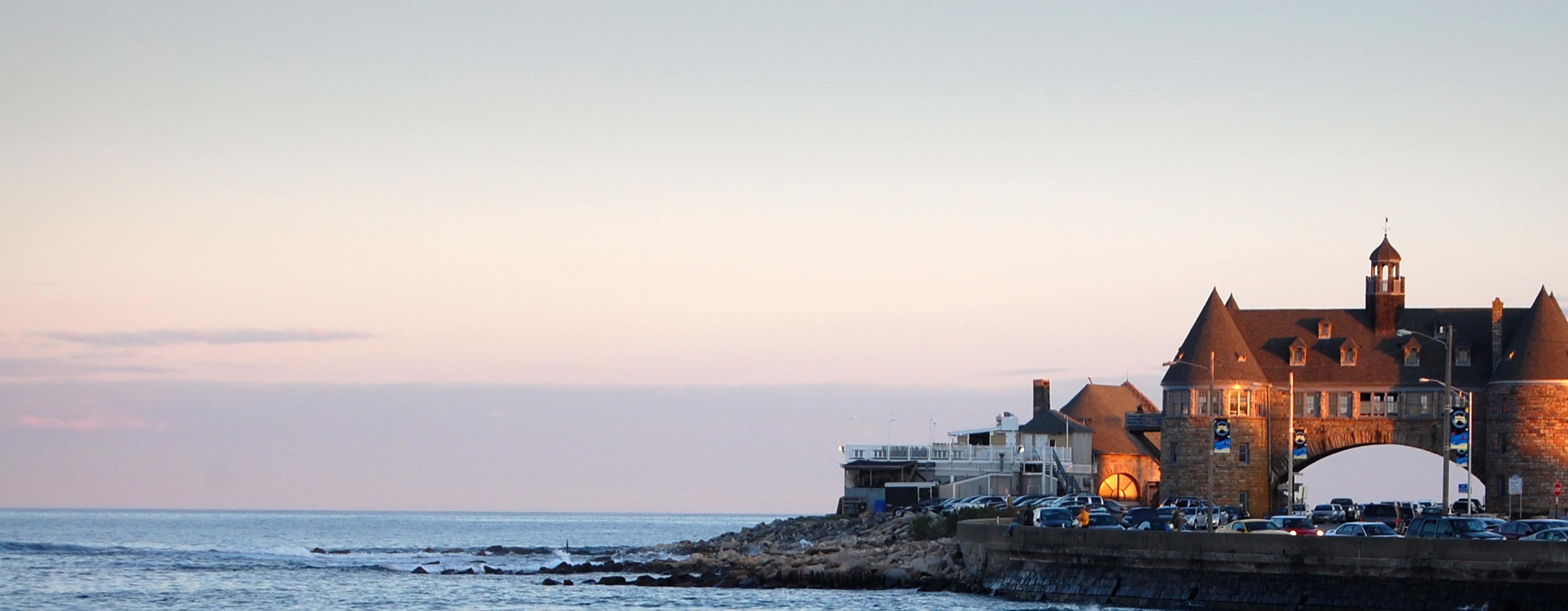 Image of a castle-like building on a rocky coast 