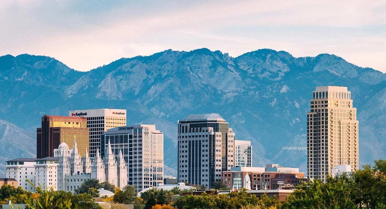 Image of the a skyline with a mountain and a blue sky behind it