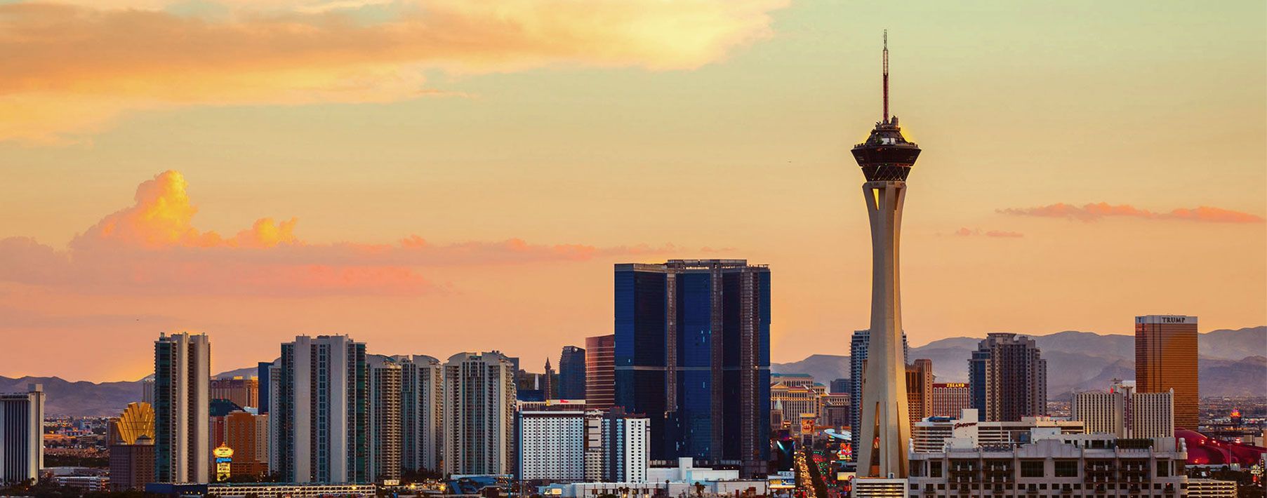 Image of the skyline in Nevada with the sunset in the background