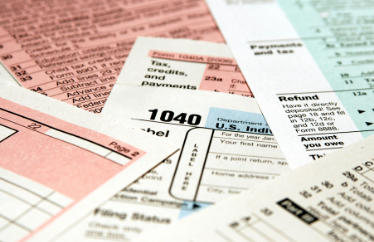 tax forms scattered